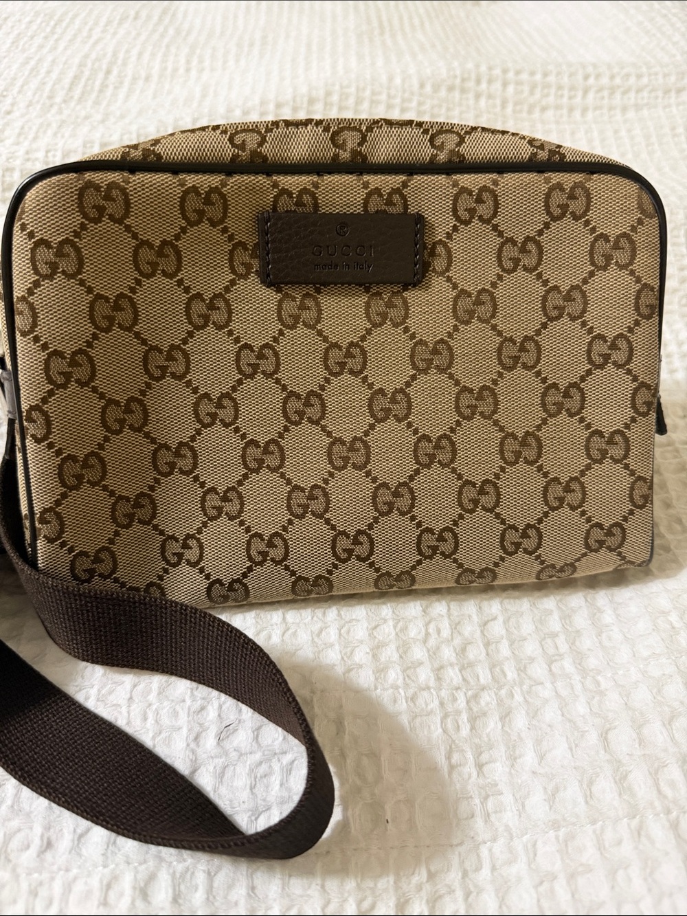 Gucci Brown/Beige GG Canvas Belt/ crossbody Bag with Strap